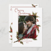 Feierliche Frohe Weihnachten | Holly | FOTO Postkarte (Vorne/Hinten)