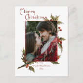 Feierliche Frohe Weihnachten | Holly | FOTO Postkarte (Vorderseite)