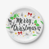 Feierliche Frohe Weihnachten Pappteller (Vorderseite)