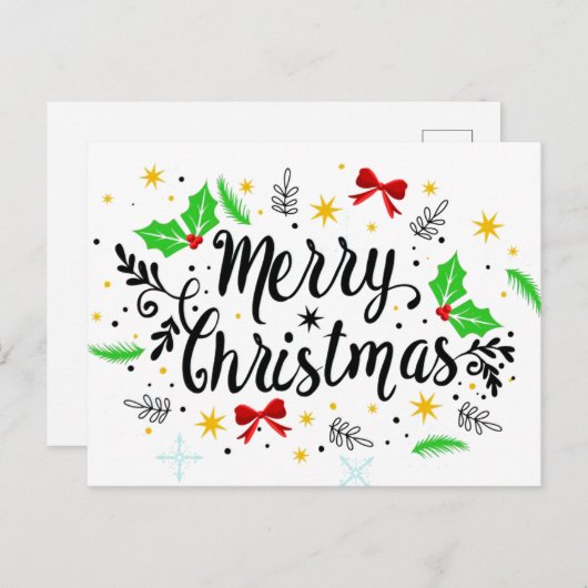 Feierliche Frohe Weihnachten Postkarte (Vorne/Hinten)