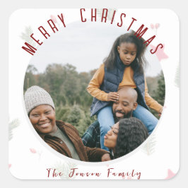 Feierliche Frohe Weihnachten Quadratischer Aufkleber