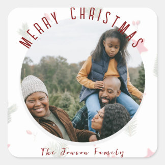 Feierliche Frohe Weihnachten Quadratischer Aufkleber