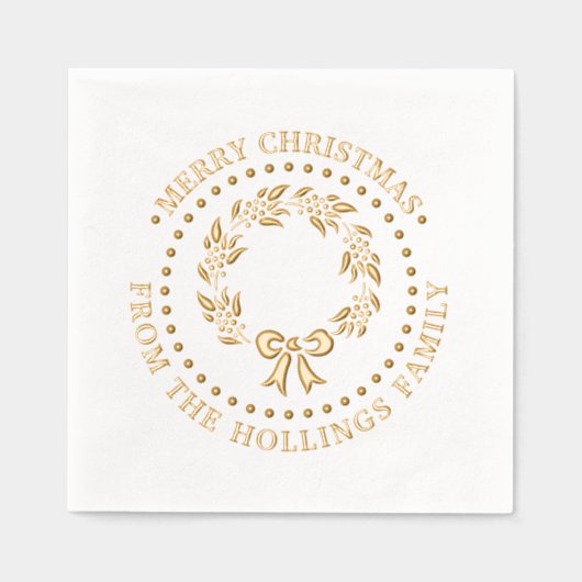 Feierliche Frohe Weihnachts Grußwort Name Servietten Mit Folie (Vorderseite)