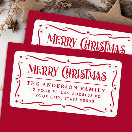 Feierliche Frohe Weihnachts-Rot-Rücksendeadresse Adressaufkleber