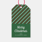 Feierliche Frohe Weihnachtsgestreichte Grüne Gesch Geschenkanhänger (Vorderseite)