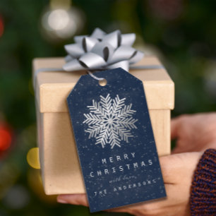 Feierliche fröhliche Gabe an die Snowflakes Star S Geschenkanhänger