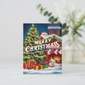 Feierliche Furry Friend by Hearth Postkarte (Stehend Vorderseite)