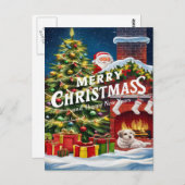 Feierliche Furry Friend by Hearth Postkarte (Vorne/Hinten)