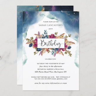 Feierliche Geburtstag, Jewel Tone Floral Einladung