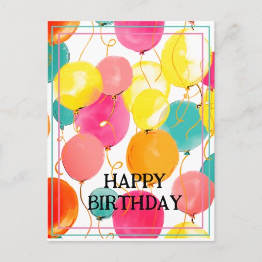 Feierliche Geburtstagsballons Postkarte (Vorderseite)