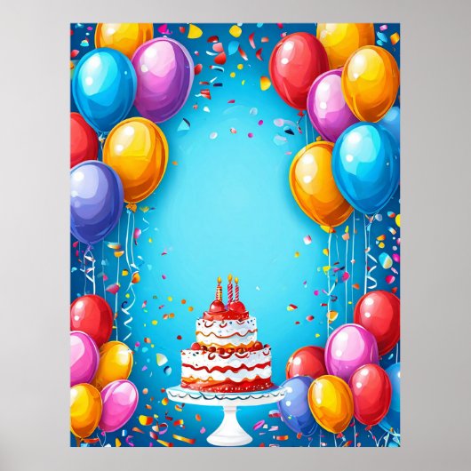 Feierliche Geburtstagsfeier mit Ballons Poster (Vorne)