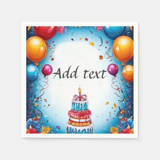 Feierliche Geburtstagsfeier mit Ballons Serviette (Vorderseite)
