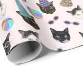 Feierliche Geburtstagskatzen Sommerpool Party Geschenkpapier (Rolleneckpunkt)