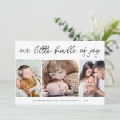 Feierliche Geburtstagskündigung von Joy Fotos Feiertagskarte (Stehend Vorderseite)