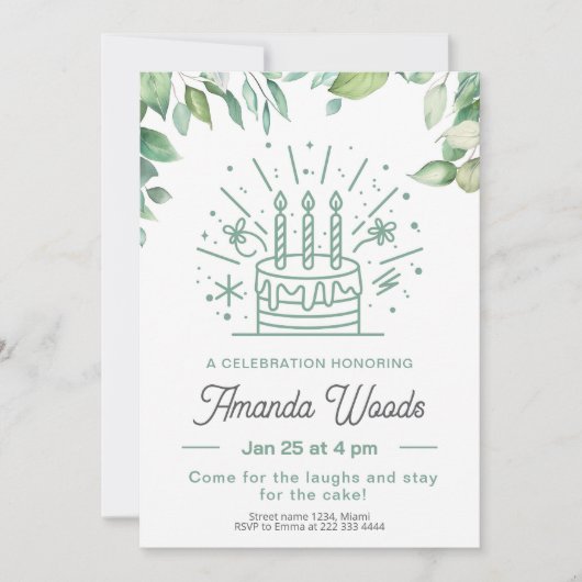 Feierliche Geburtstagsparty Einladung (Vorderseite)