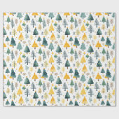 Feierliche, gelbe und grüne Weihnachtsbäume Geschenkpapier (Flach)