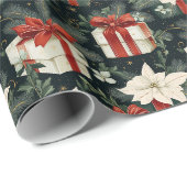 Feierliche Geschenkboxen Muster - Red Ribbons Geschenkpapier (Rolleneckpunkt)