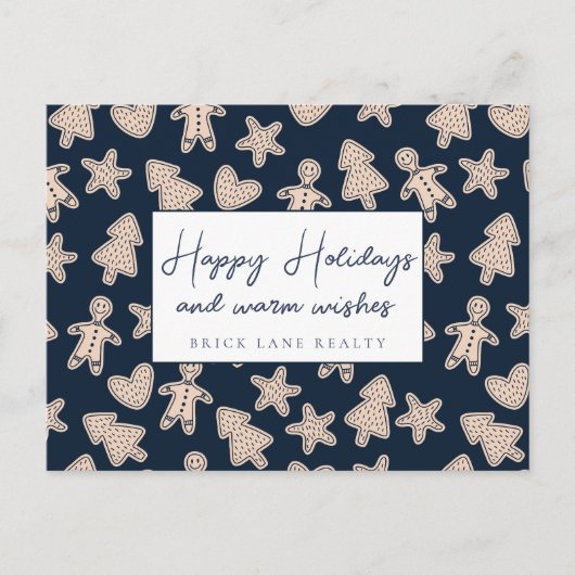 Feierliche Gingerbrot Business Happy Holidays Feiertagspostkarte (Vorderseite)