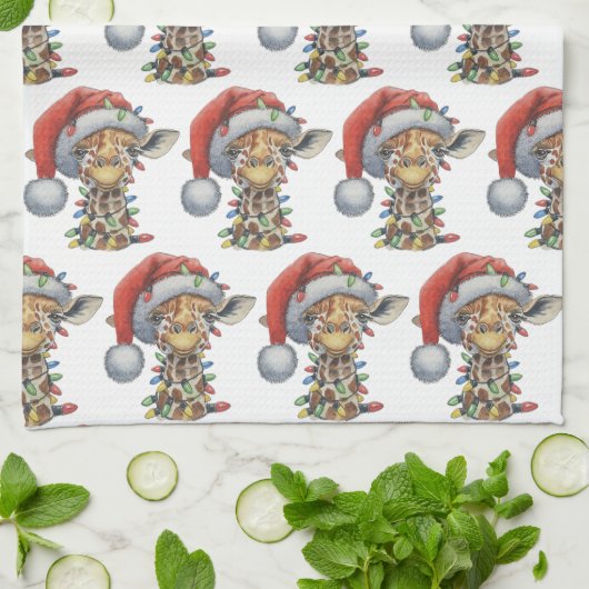 Feierliche Giraffe Geschirrtuch (Gefaltet)