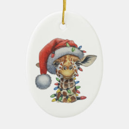 Feierliche Giraffe Keramik Ornament