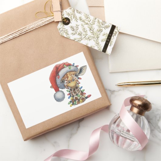 Feierliche Giraffe Rechteckiger Aufkleber (Schenken)