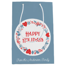 Feierliche glückliche Ferien Familienname blau Mittlere Geschenktüte