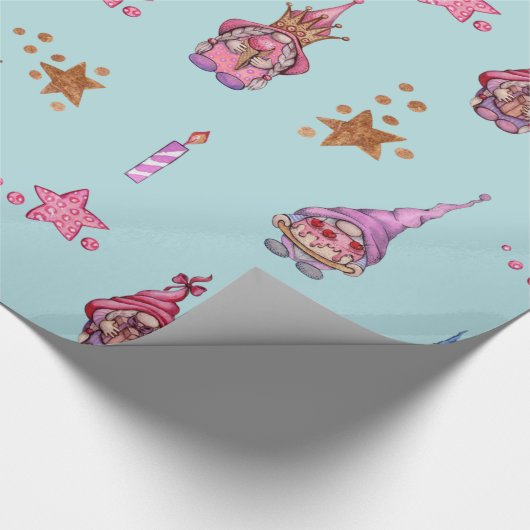 Feierliche Gnome, Kerzen, Sterne Geschenkpapier (Ecke)