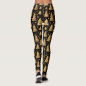 Feierliche, goldene Weihnachtsbäume Leggings (Rückseite)