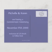 Feierliche "Gown Save the Date Commitment" Ankündigungspostkarte (Rückseite)