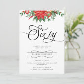 Feierliche Grün Blumenurlaub 60. Geburtstag Einladung (Stehend Vorderseite)