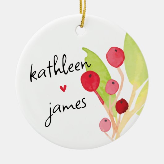 Feierliche Grün-Namen Hochzeit Keramik Ornament (Vorne)