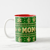 Feierliche Grün Ugly Sweater Weihnachten für Mama Zweifarbige Tasse (Links)