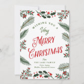Feierliche Grün und Berries Frohe Weihnachten (Vorderseite)
