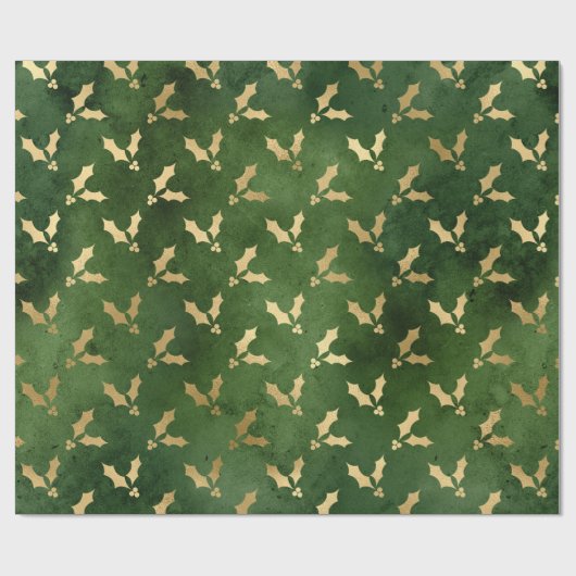 Feierliche Grün- und Goldfoil Weihnachtsfeier Geschenkpapier (Flach)