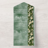 Feierliche Grüne Abendessen in einer Hochzeit All In One Einladung (Innen)