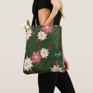 Feierliche Grüne Freude Poinsettia Weihnachtsfeier Tasche