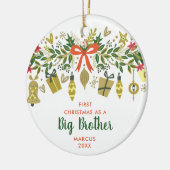 Feierliche Grüne Personalisiert 1. Weihnachten Gro Keramik Ornament (Links)
