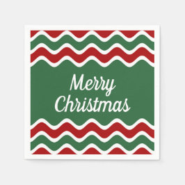 Feierliche grüne rote Streifen Frohe Weihnachten Serviette