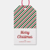 Feierliche Grüne Streifen frohe Weihnachten Geschenkanhänger (Vorderseite)