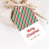 Feierliche Grüne Streifen frohe Weihnachten Geschenkanhänger
