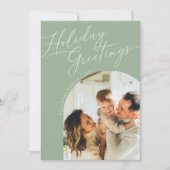 Feierliche Grüße Fünf Foto Weihnachtsfeier Grün Feiertagskarte (Vorderseite)
