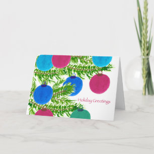 Feierliche Grüße mit Ornamenten und Pine Boughs Karte