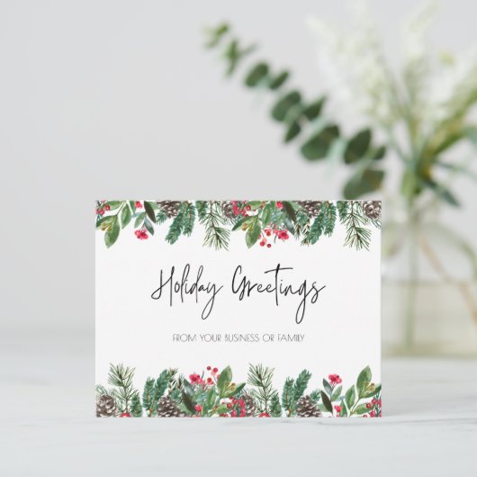 Feierliche Grüße Postkarte, Weihnachten Urlaub (Stehend Vorderseite)