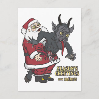 Feierliche Grüße von Krampus (und Santa) Feiertagspostkarte