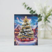 Feierliche Grüße: Weihnachtsbaum und Geschenke Postkarte (Stehend Vorderseite)