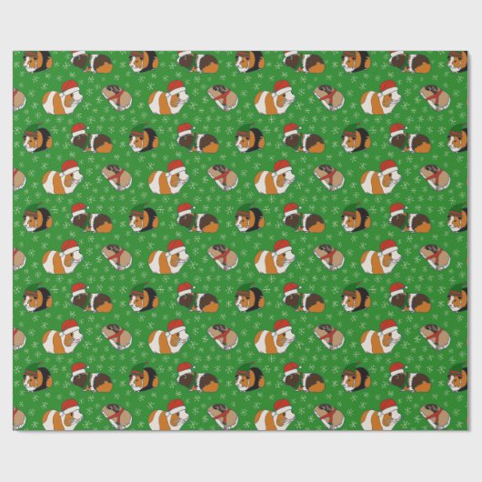 Feierliche Guinea Schweine Weihnachten Gemustert Geschenkpapier (Flach)