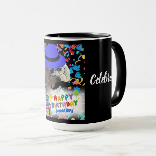 Feierliche Happy Birthday Poodle Kaffee Tasse (VorderseiteRechts)