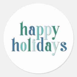 Feierliche Happy Holidays Typografie Blaues Design Runder Aufkleber