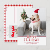 Feierliche Happy Holidays Typografie | Hundebahn F Postkarte (Vorne/Hinten)