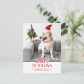 Feierliche Happy Holidays Typografie | Hundebahn F Postkarte (Stehend Vorderseite)